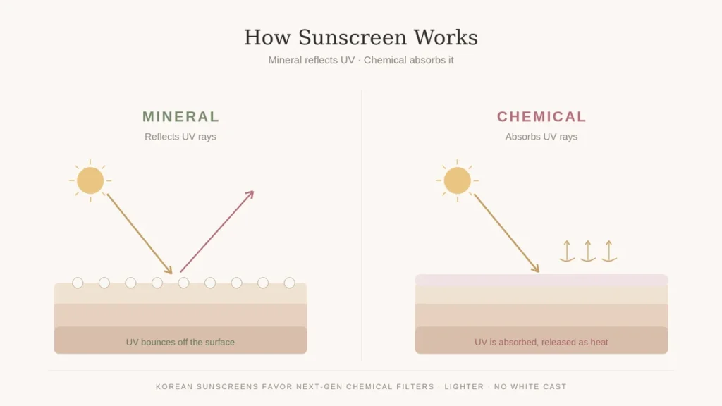 White cast comparison between mineral and chemical sunscreen