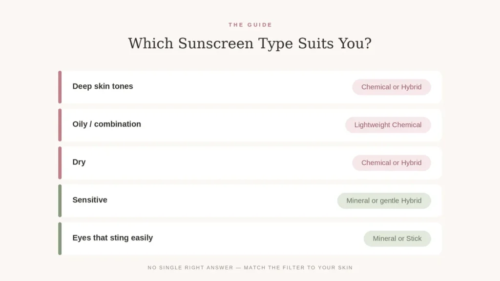 Korean sunscreen guide matching skin types to UV filters