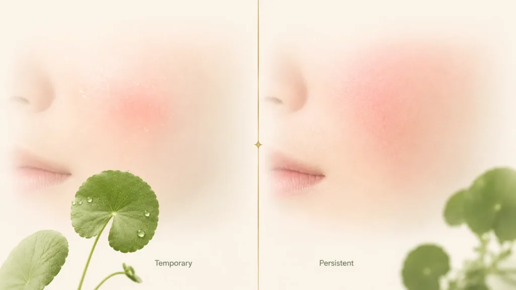 Two types of redness — temporary irritation-based versus persistent