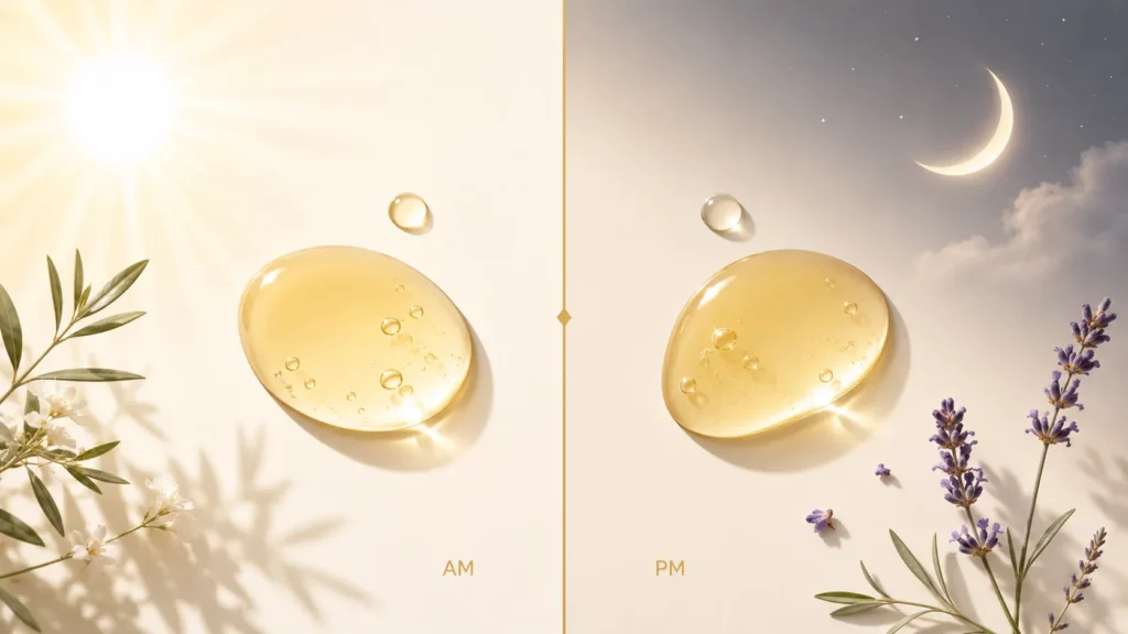 Niacinamide works morning and night — no time-of-day restriction