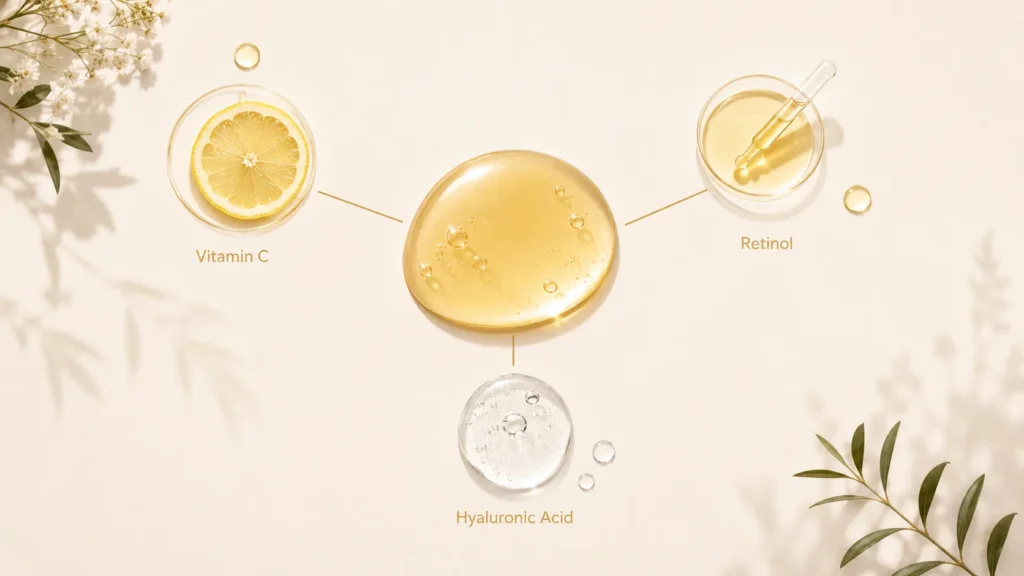 Layering niacinamide with vitamin C, retinol, and hyaluronic acid